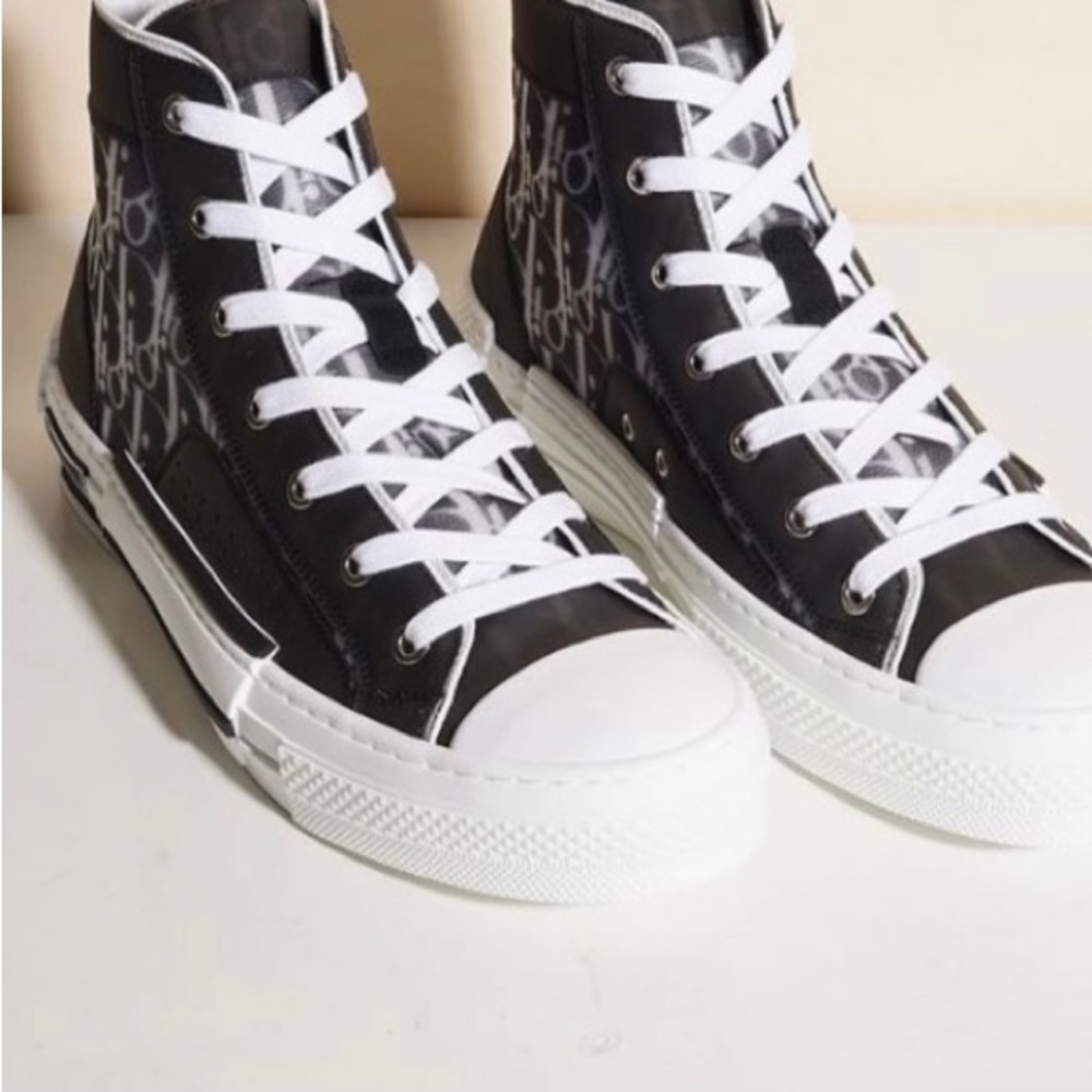🚨 CHRISTIAN DIOR HIGH TOP SNEAKERS Black and White Dior Oblique Canvas 🚨👟 - Picture 7 of 11